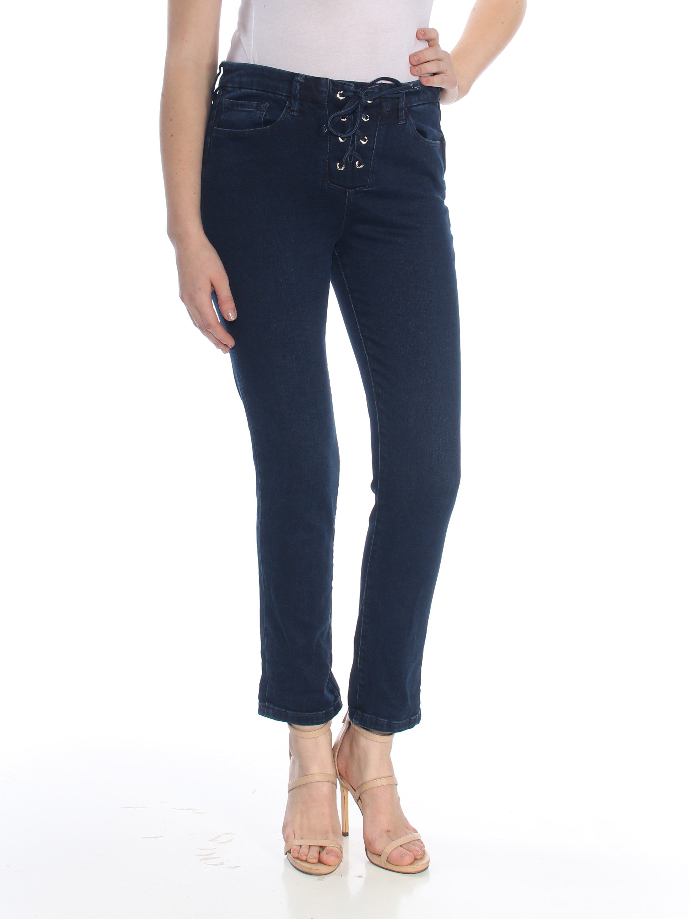 TOMMY HILFIGER Womens Navy Lace Up Cuffed Jeans 6