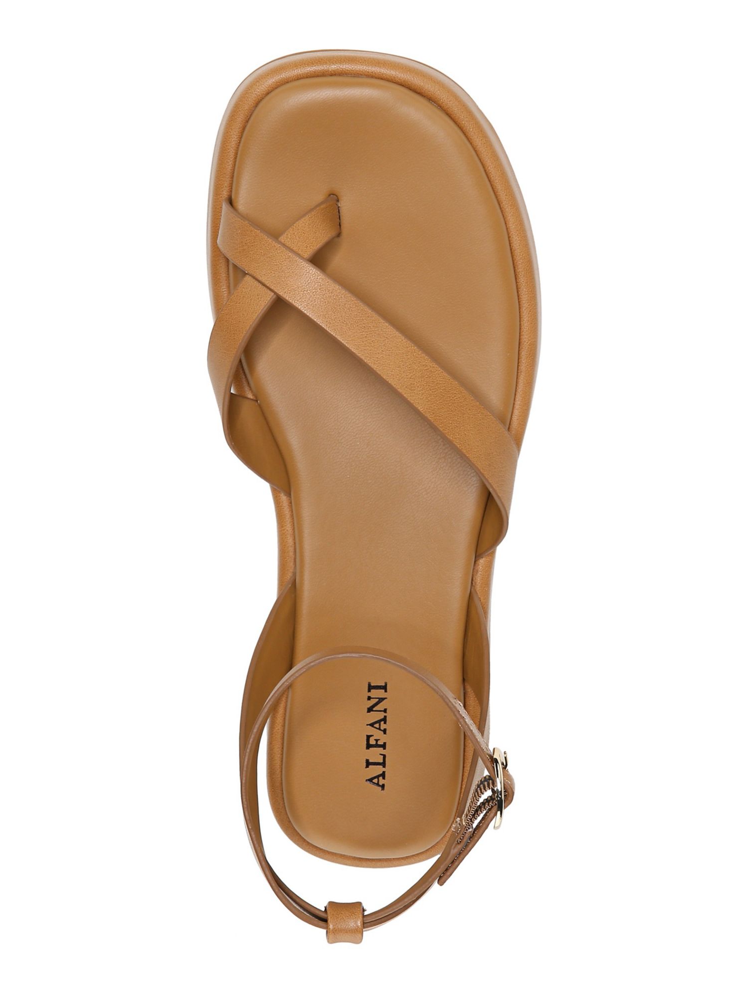 ALFANI Womens Brown Strappy Padded Araa Round Toe Buckle Heeled Sandal 11 M