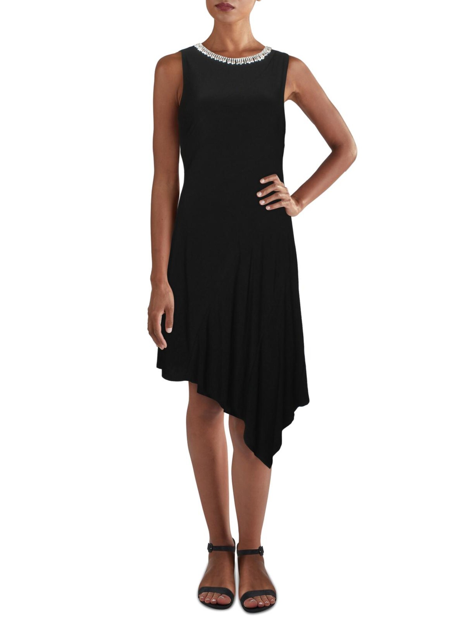 MSK Womens Fit + Flare Below The Knee Dress Sleeveless Evening Asymmetrical MSK Womens Fit + Flare Below The Knee Dress Sleeveless Evening Asymmetrical