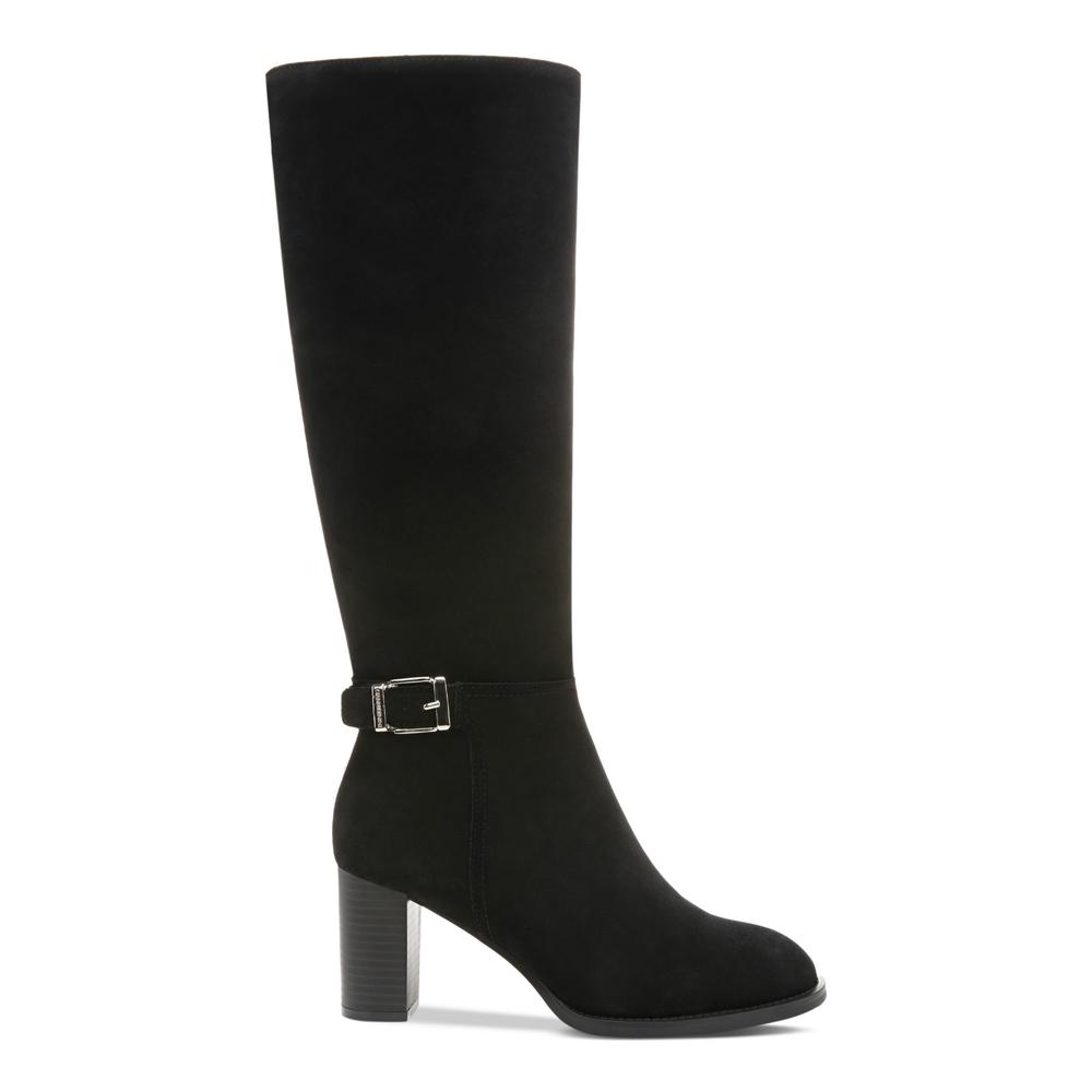 GIANI BERNINI Womens Black Goring Button Accent Lennoxx Round Toe Block Heel Zip-Up Leather Dress Boots 7 M
