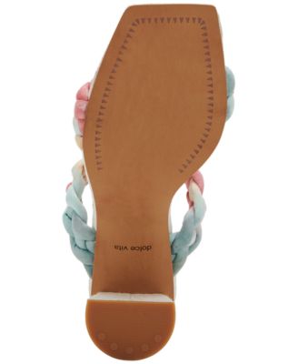 DOLCE VITA Womens Beige Braided Comfort Paily Square Toe Block Heel Slip On Dress Heeled Sandal 9.5