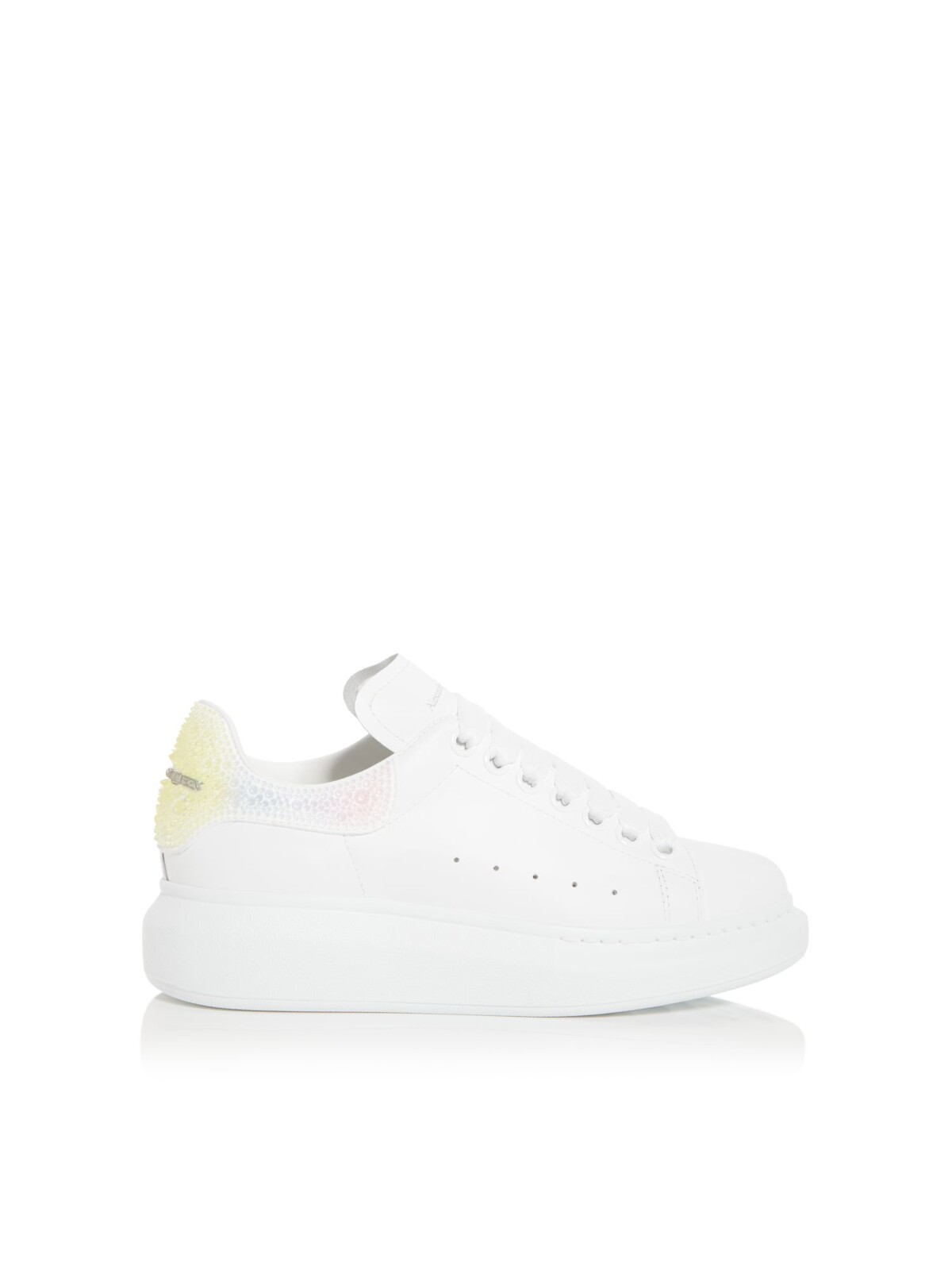 ALEXANDER MCQUEEN Womens White 1" Platform Embellished Padded Round Toe Wedge Lace-Up Sneakers Shoes 40