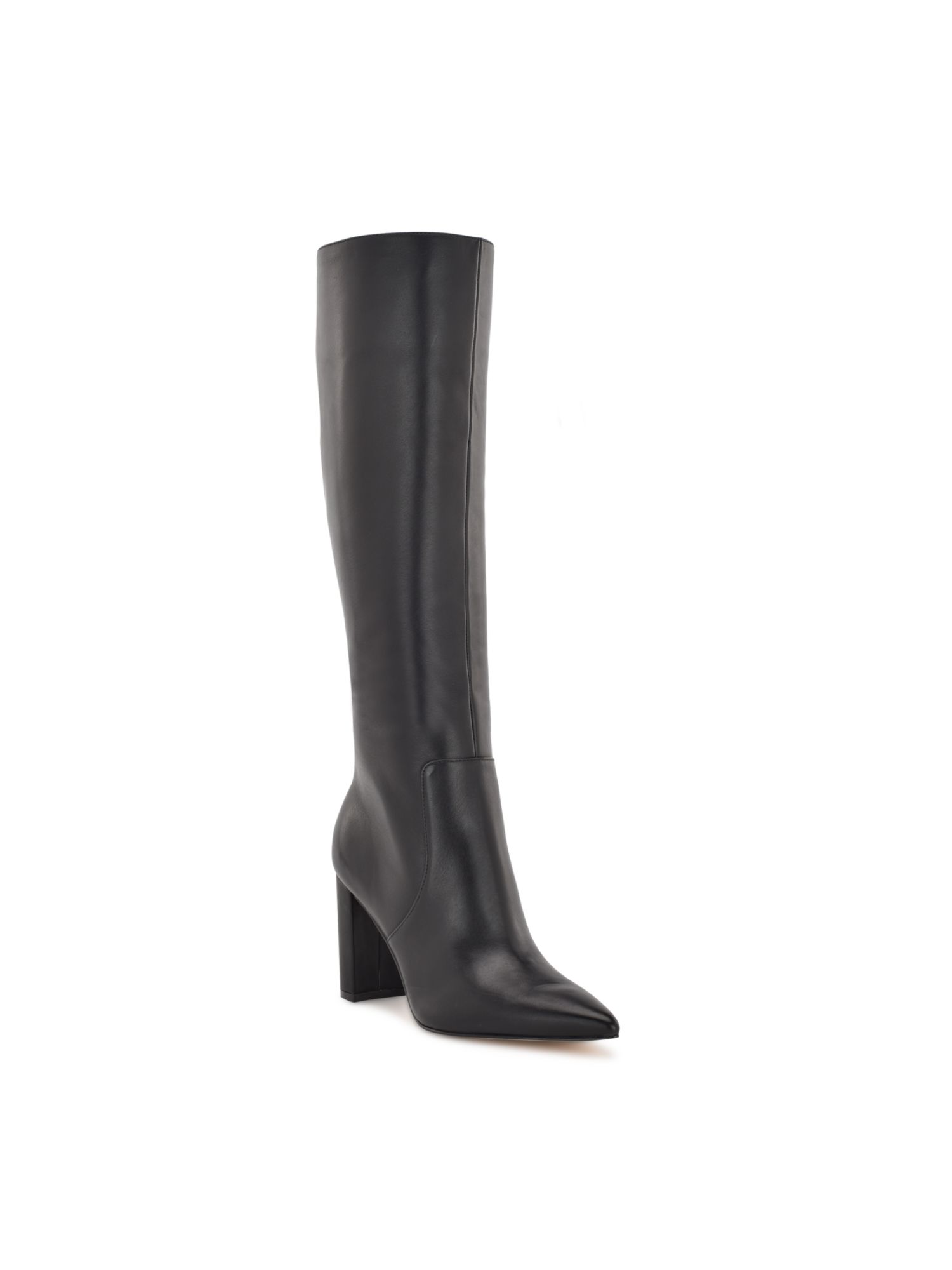 NINE WEST Womens Black Goring Padded Danee Pointed Toe Block Heel Zip-Up Leather Dress Boots 12 M
