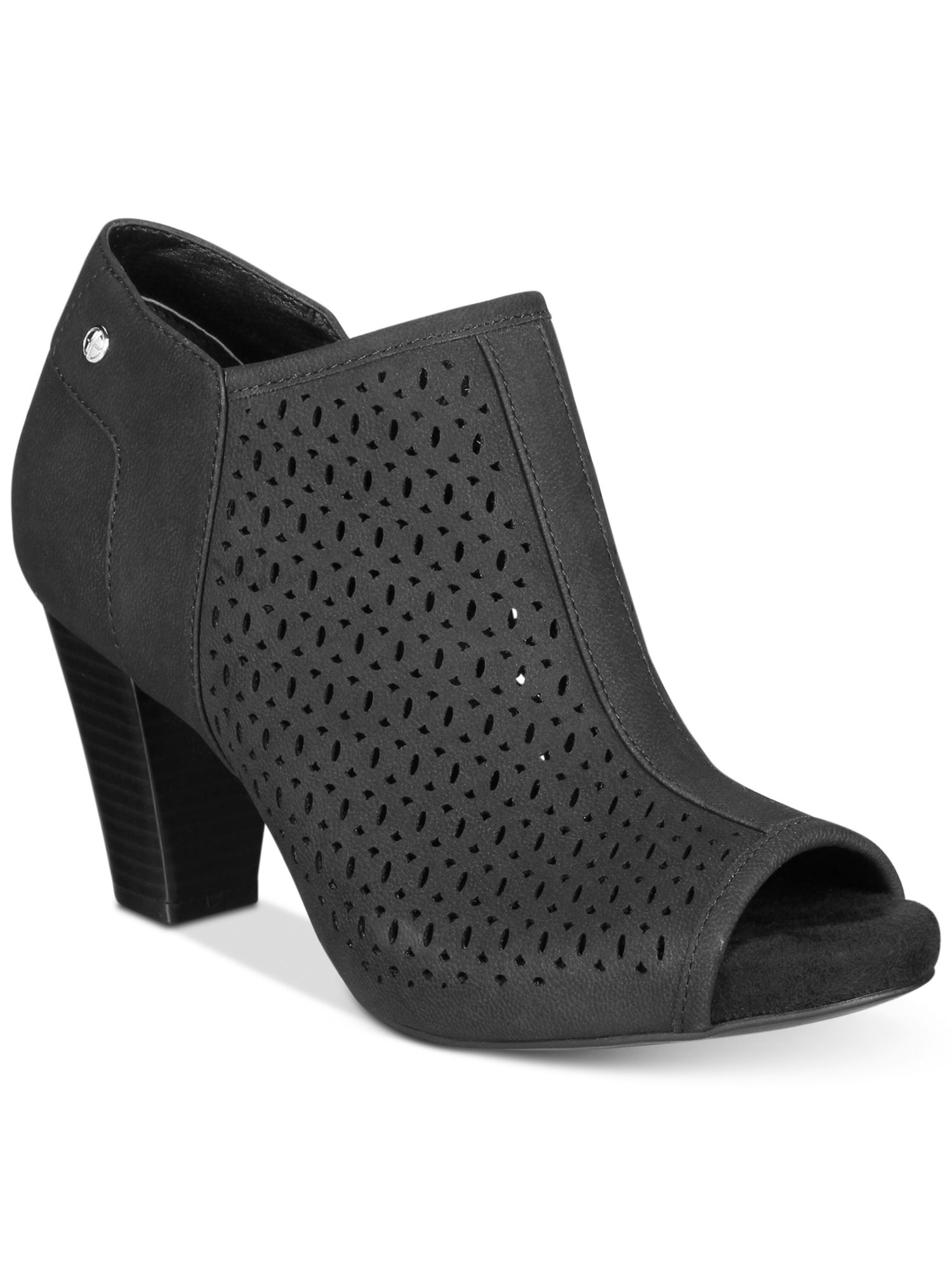 GIANI BERNINI Womens Black 1/2" Platform Perforated Comfort Angye Round Toe Block Heel Zip-Up Shootie 8.5 M