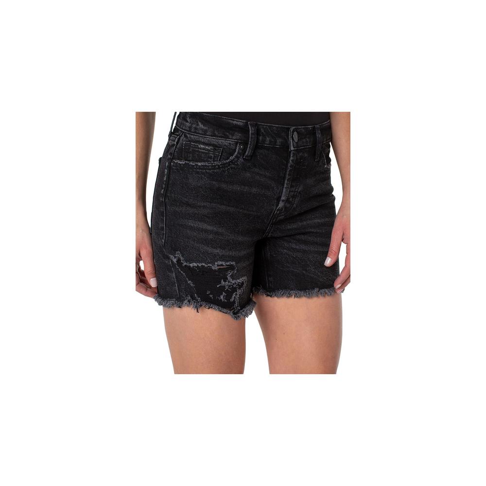 EARNEST SEWN NEW YORK Womens Black Denim Zippered Pocketed Frayed Hem Button Fly Distressed Shorts Shorts 30
