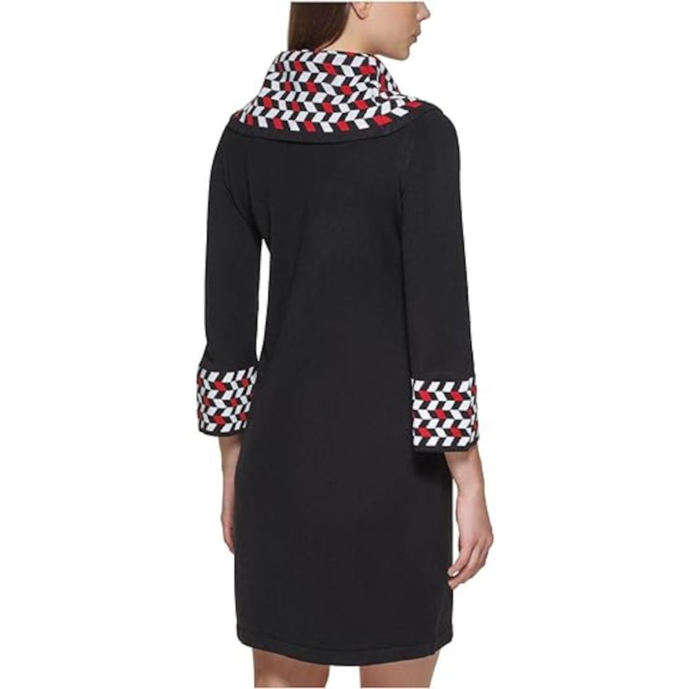 Jessica Carlyle JESSICA HOWARD Womens Black Knit Unlined Faux Pockets Sweater Dress Petites PL