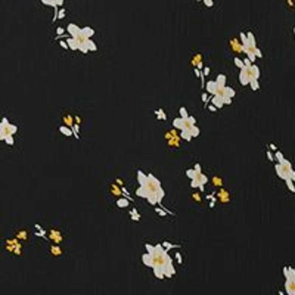 DKNY Womens Black Lined Sheer Tie Belt Slit Floral Pouf Sleeve Collared Midi Shirt Dress 12