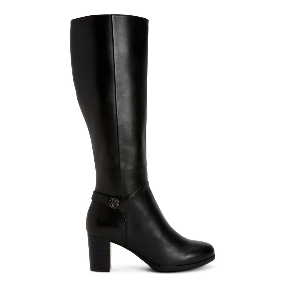 GIANI BERNINI Womens Black Slip Resistant Comfort Adonnys Round Toe Block Heel Zip-Up Leather Dress Boots 5 M