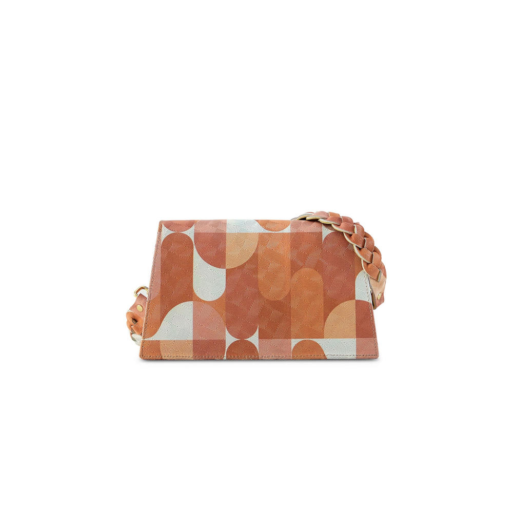 ANIMA IRIS Women's Beige Neutral Picasso Zaya Leather Patterned Single Strap Handbag Purse