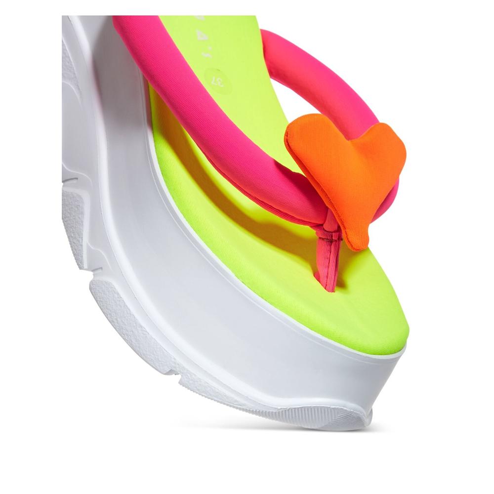 JOSHUAS Womens Pink Color Block 2" Platform Padded Embellished Open Toe Wedge Slip On Flip Flop Sandal 38