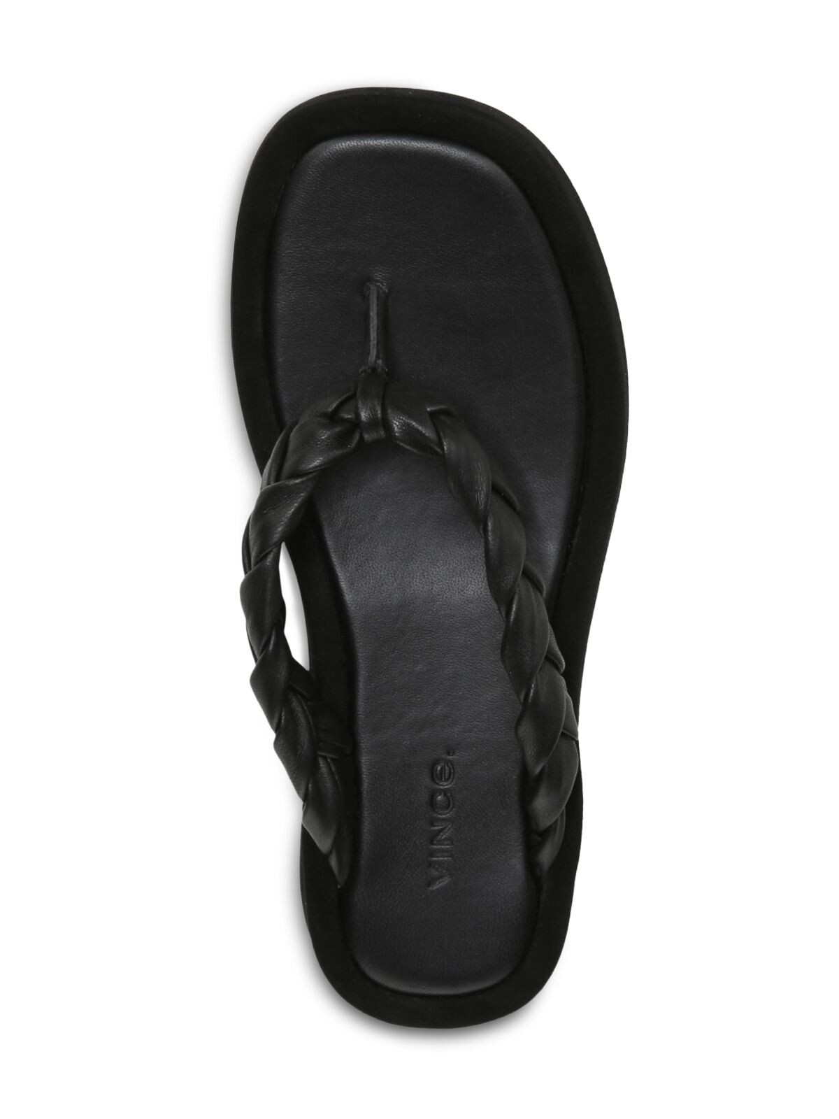 VINCE. Womens Black Braided Padded Nita Round Toe Platform Slip On Leather Flip Flop Sandal 11 M