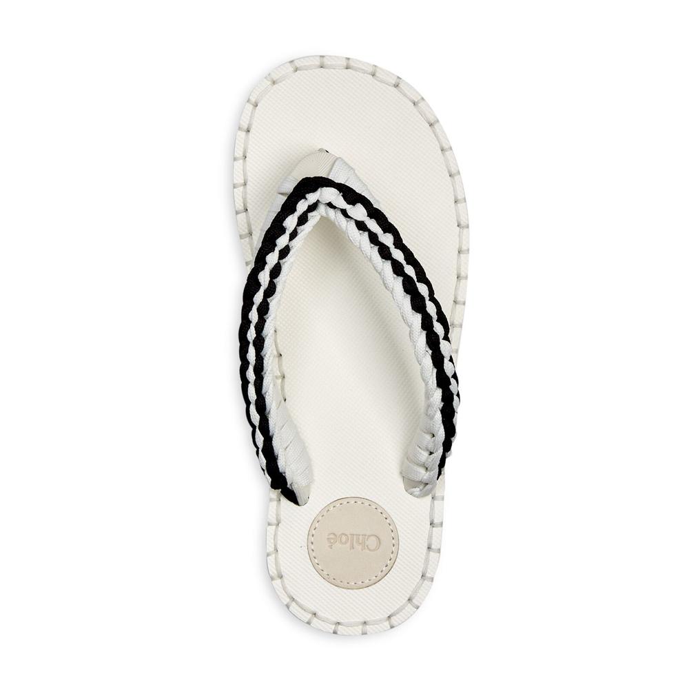 CHLOE Womens White Color Block 1-1/2" Platform Woven Comfort Lou Round Toe Wedge Slip On Flip Flop Sandal 38
