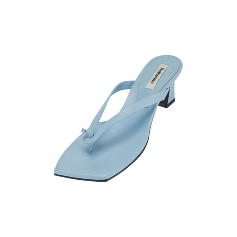 REIKE NEN Womens Light Blue Padded Square Toe Slip On Leather Dress Flip Flop Sandal 37.5