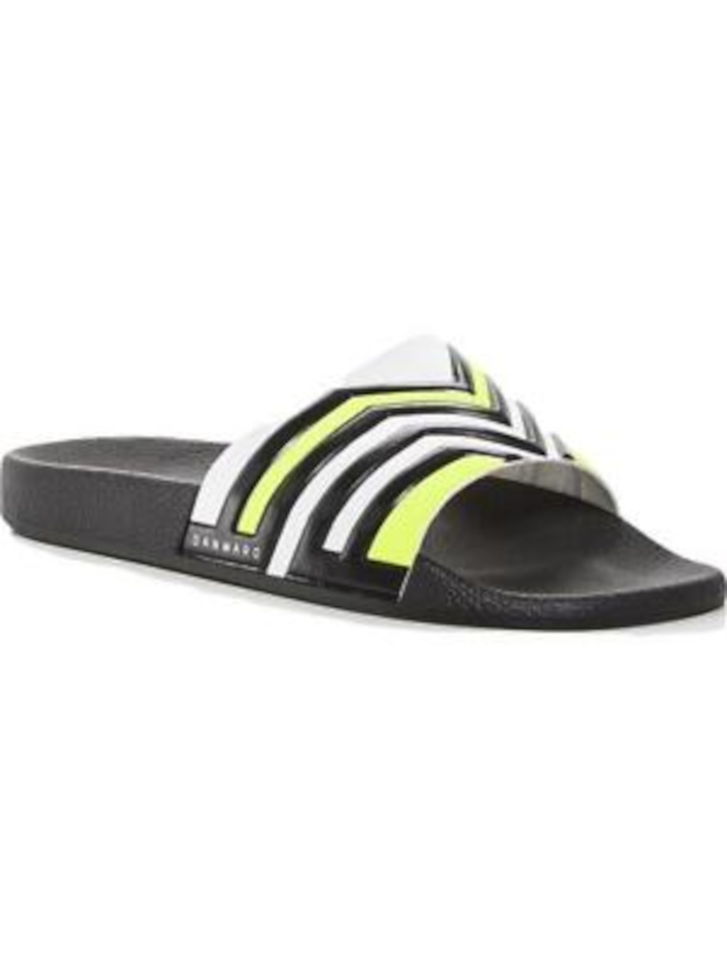 DAN WARD Mens Black Striped Logo Round Toe Platform Slip On Slide Sandals Shoes 45
