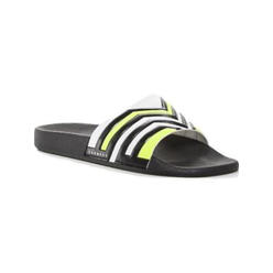 DAN WARD Mens Black Striped Logo Round Toe Platform Slip On Slide Sandals Shoes 45