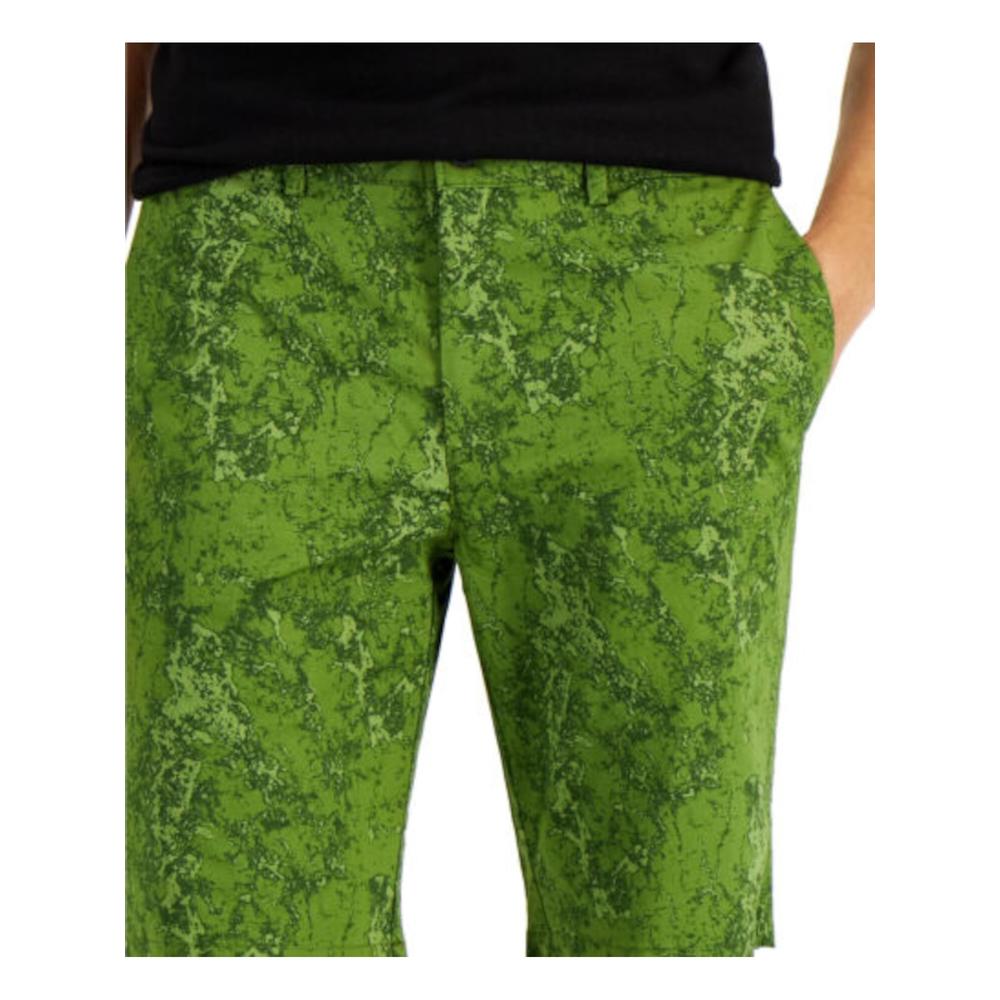 ALFANI Mens Green Flat Front, Classic Fit Stretch Shorts 40 Waist