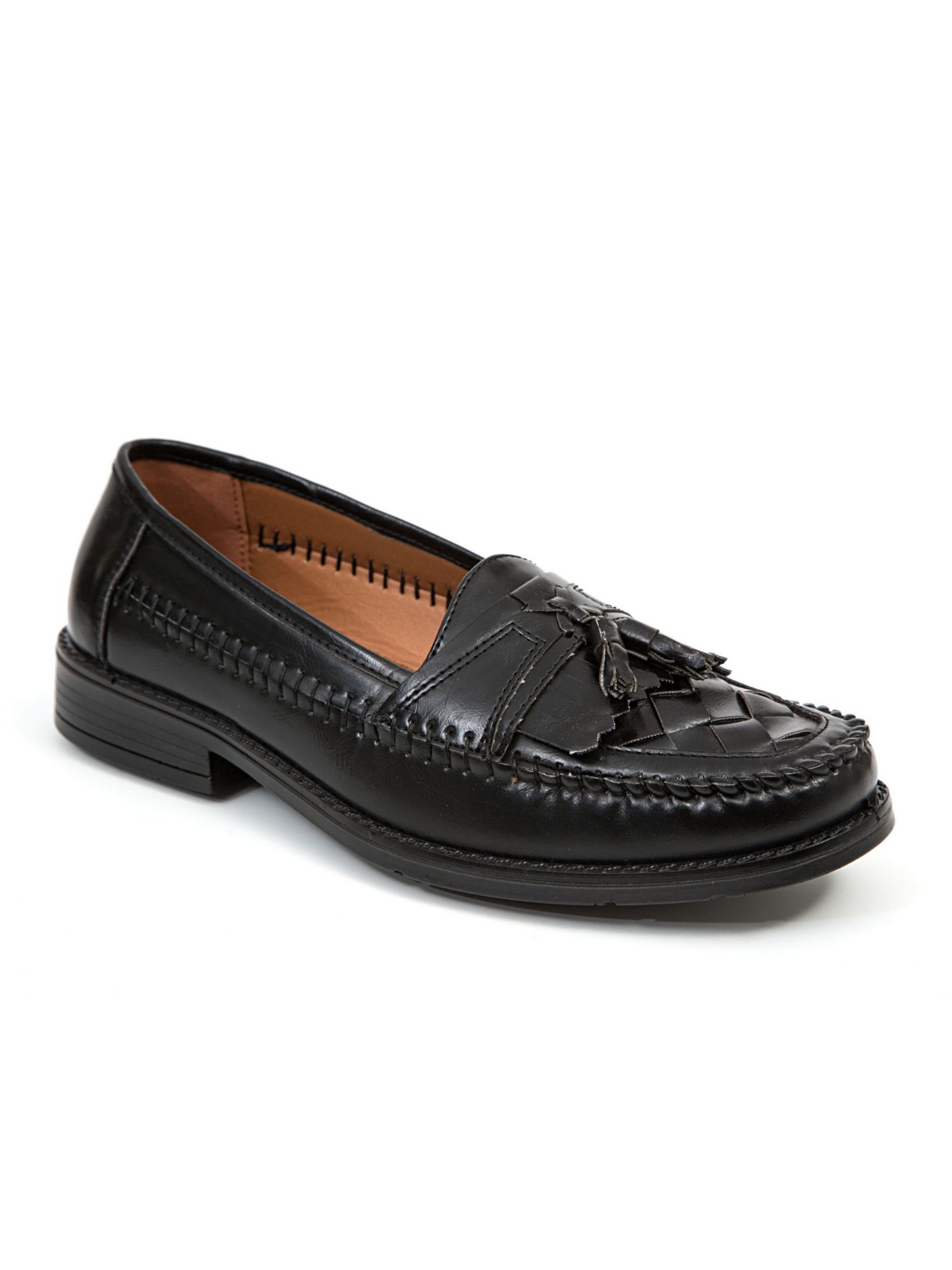 DEER STAGS Mens Black Tasseled Cushioned Herman Round Toe Slip On Loafers Shoes 10.5 W