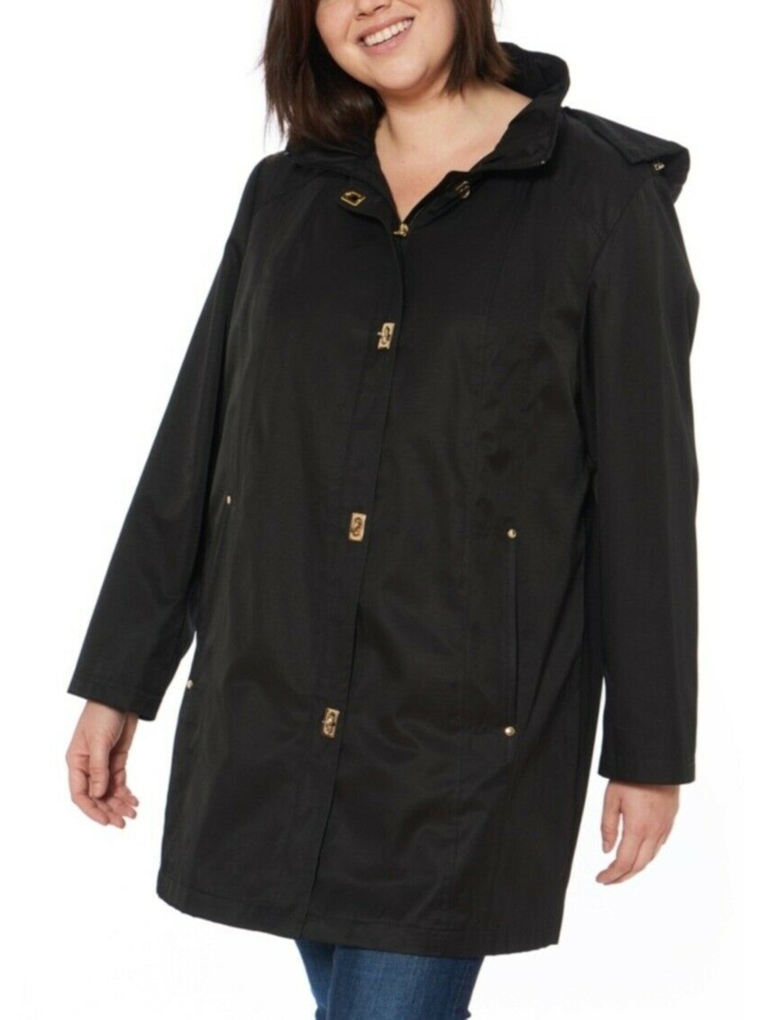 JONES NY Womens Black Button Down Winter Jacket Coat M