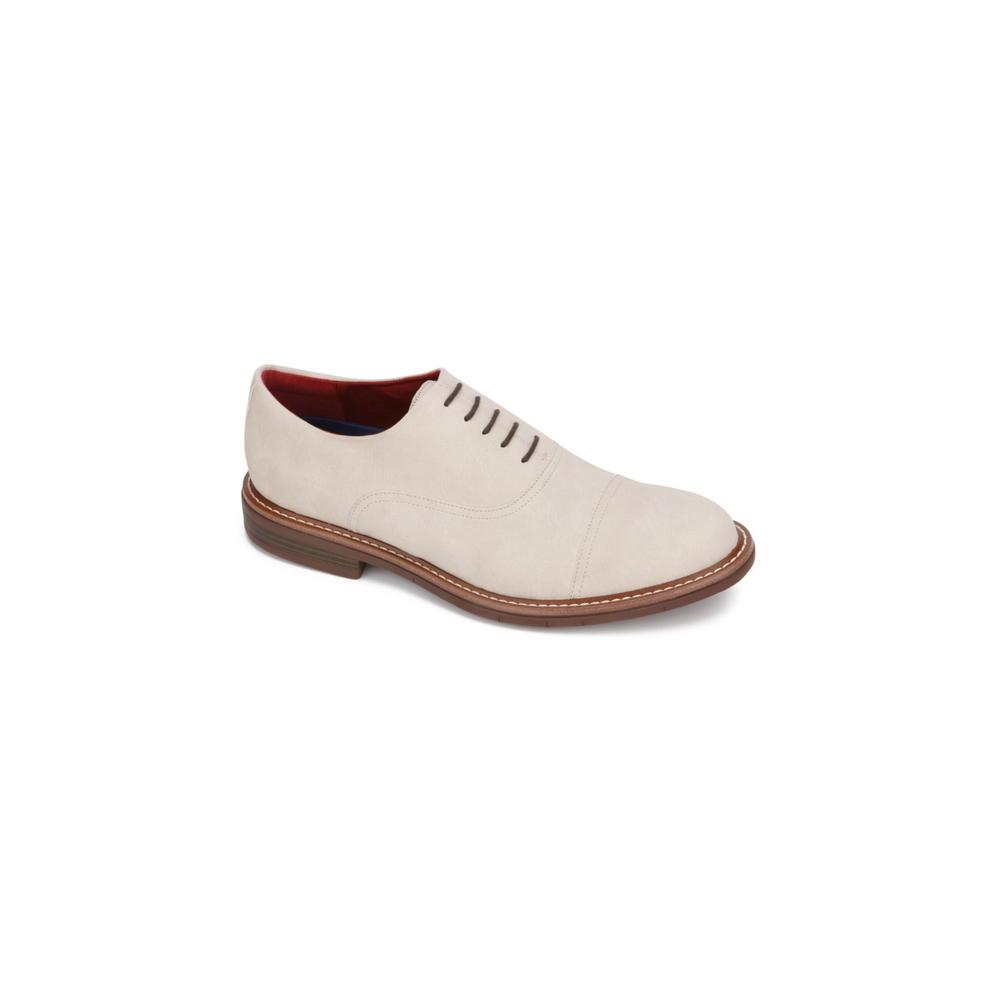 Kenneth Cole REACTION REACTION KENNETH COLE Mens Taupe Beige Flexible Padded Klay Cap Toe Block Heel Lace-Up Dress Oxford Shoes 7