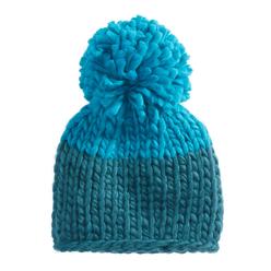 FREE PEOPLE Womens Aqua Colorblock Crochet Cozy Up Winter Beanie Hat Cap