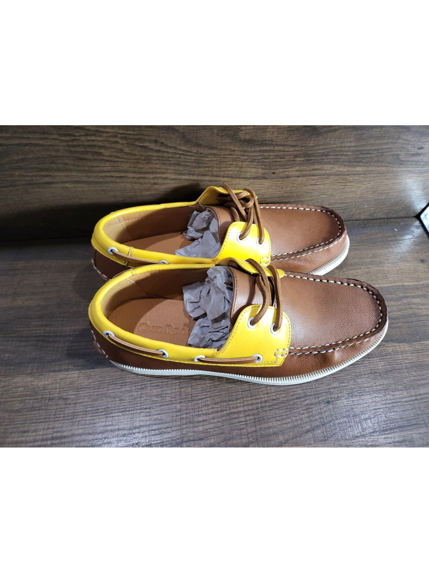 CLUBROOM Mens Brown Comfort Elliot Round Toe Lace-Up Boat Shoes 10.5 M
