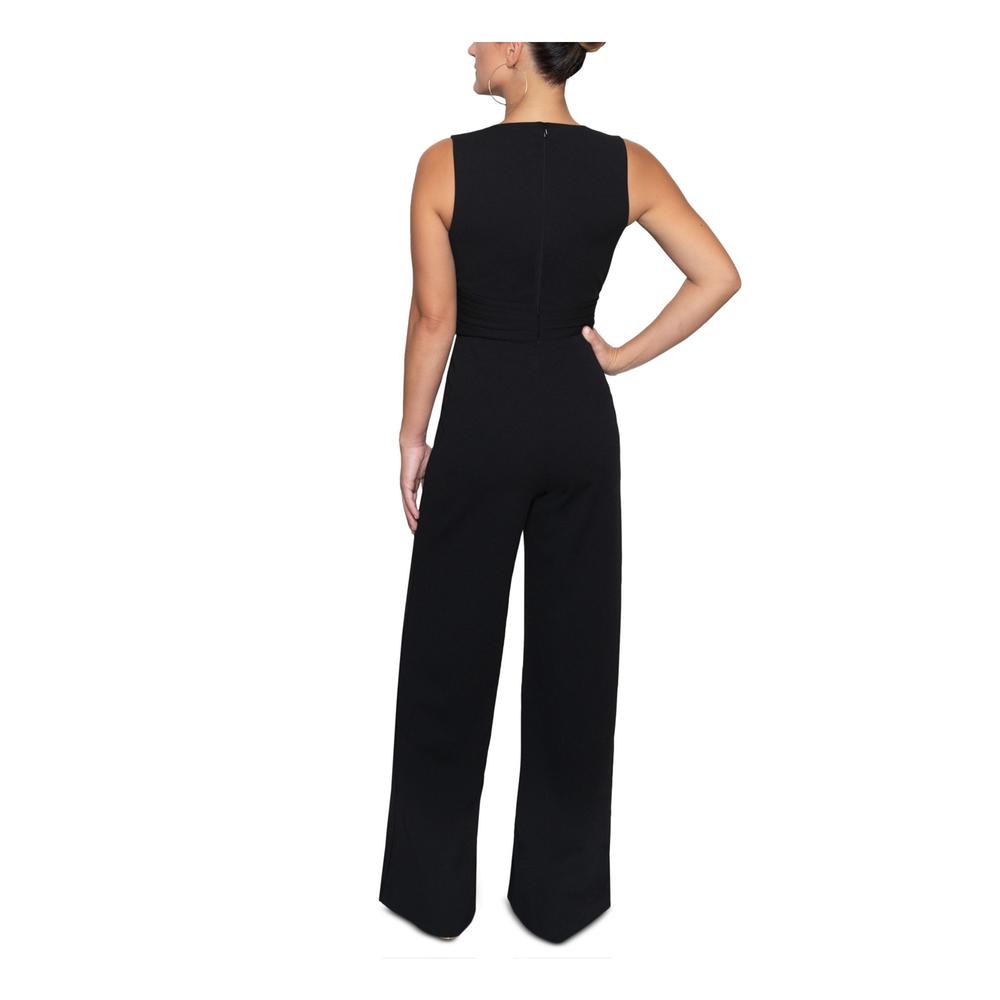 CHRISTIAN SIRIANO Womens Black Belted Sleeveless V Neck Evening Wide Leg Jumpsuit S\P