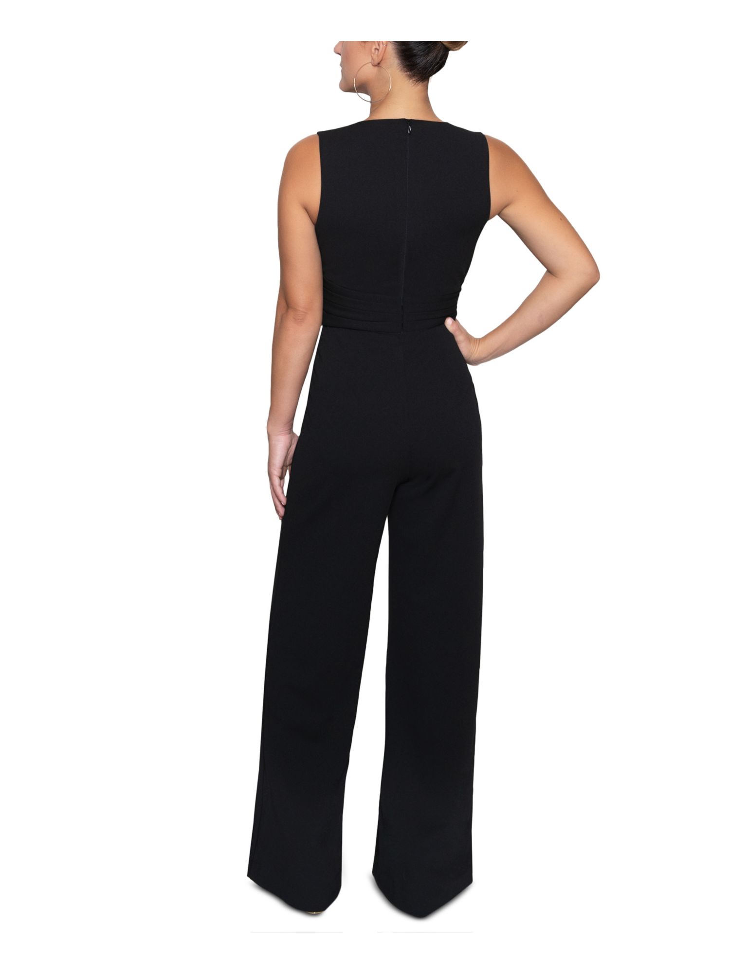 CHRISTIAN SIRIANO Womens Black Belted Sleeveless V Neck Evening Wide Leg Jumpsuit S\P