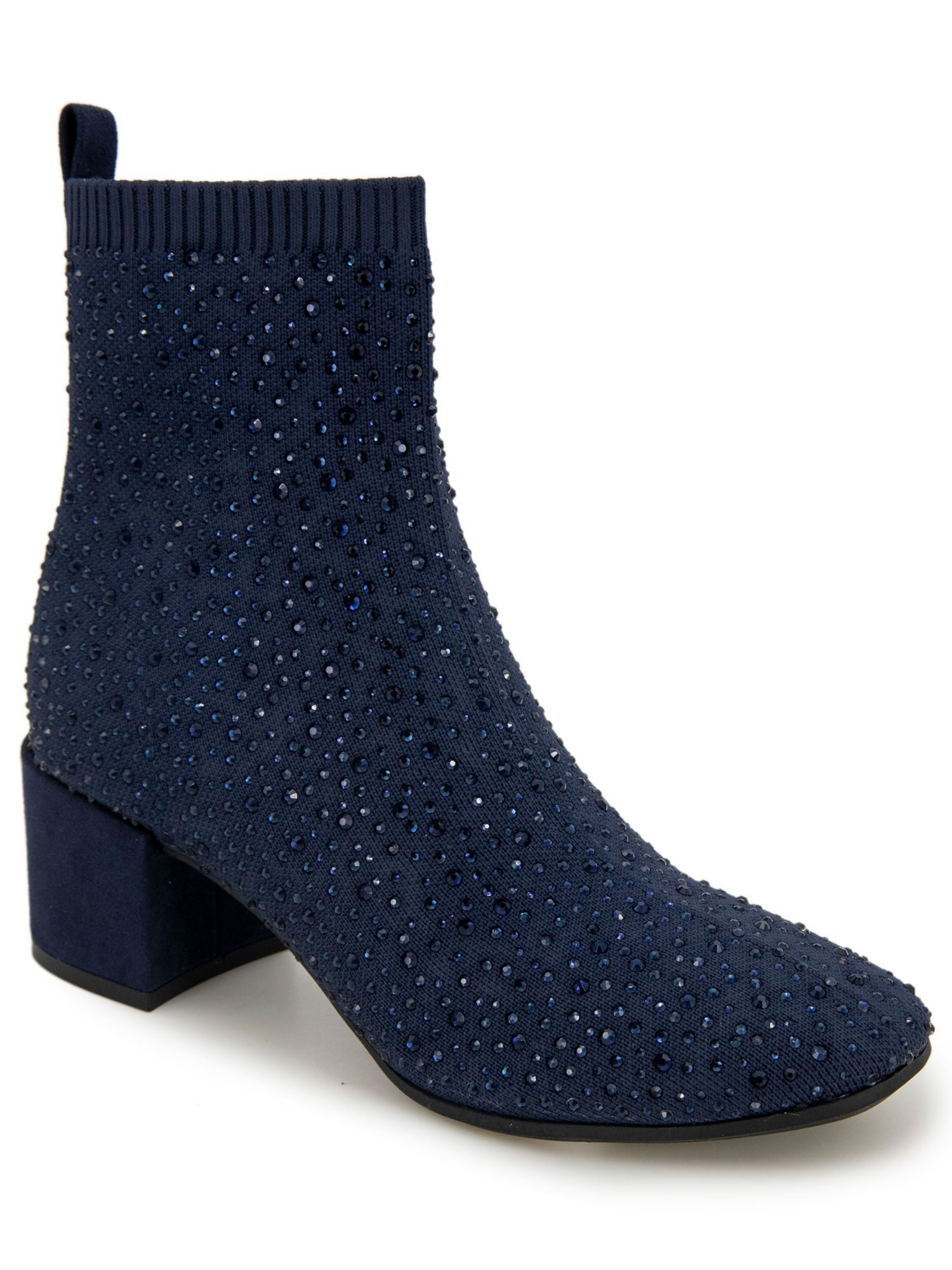 Kenneth Cole REACTION REACTION KENNETH COLE Womens Navy Embellished Stretch Rida Round Toe Block Heel Dress Booties 9