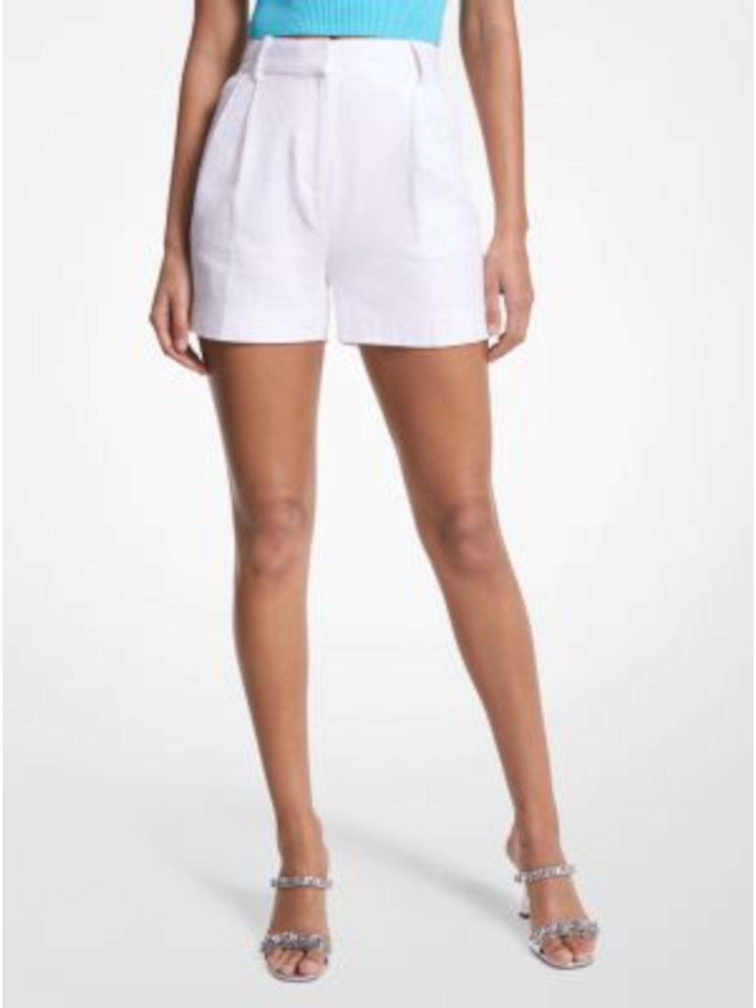 Michael Kors MICHAEL MICHAEL KORS Womens White Zippered Pocketed Relaxed Fit High Waist Shorts Plus 16W