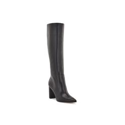 NINE WEST Womens Black Comfort Danee Pointed Toe Block Heel Zip-Up Leather Heeled Boots 6.5 M