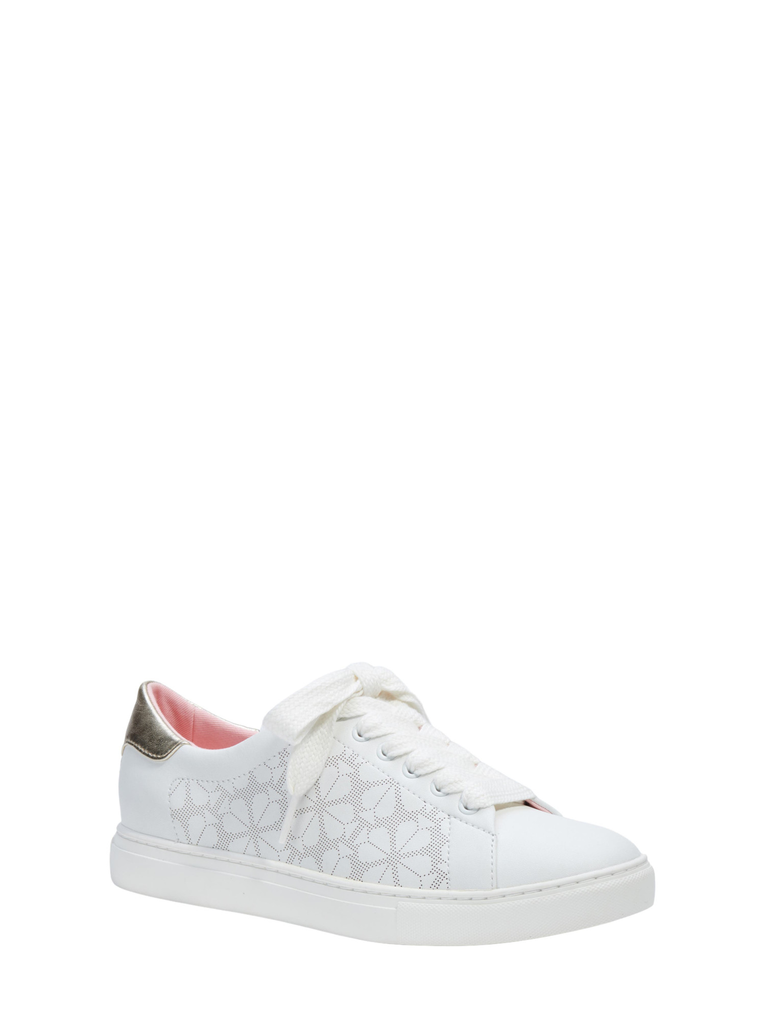 KATE SPADE NEW YORK Womens White Perforated Audrey Round Toe Platform Lace-Up Leather Sneakers Shoes 10 B