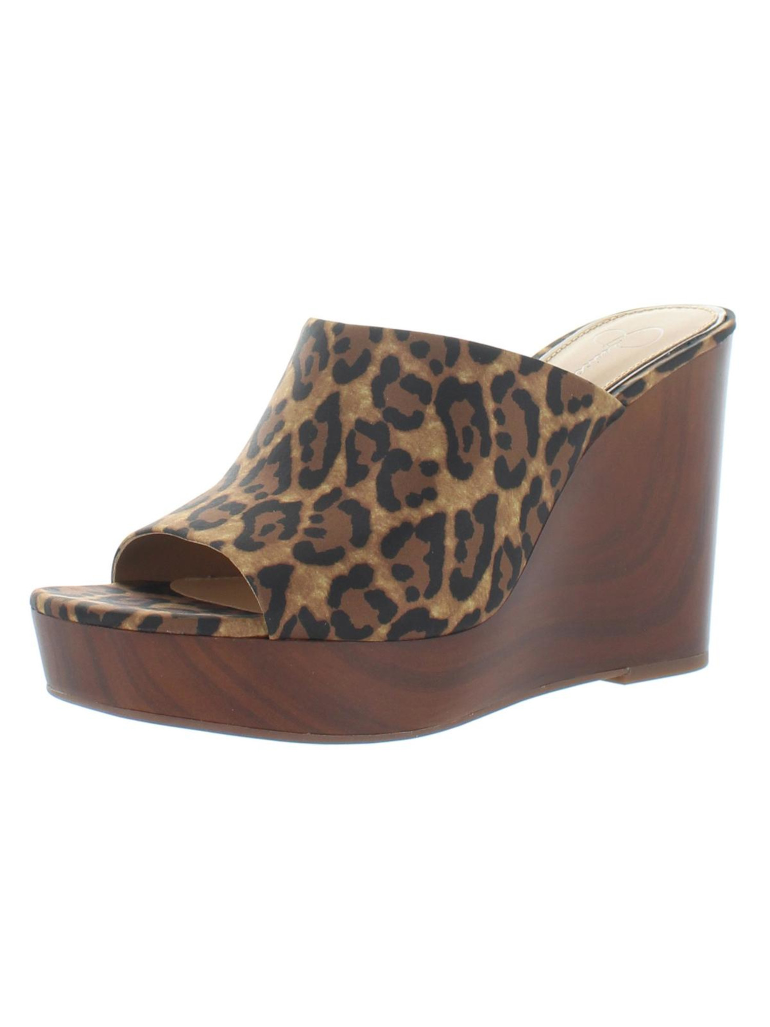 JESSICA SIMPSON Womens Brown Animal Print Leopard Comfort Shantelle Square Toe Slip On Slide Sandals 9.5 M