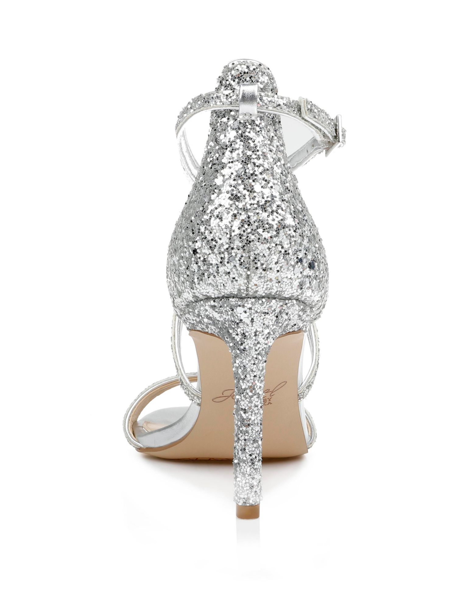 JEWEL BADGLEY MISCHKA Womens Silver Strappy Dimitra Round Toe Stiletto Buckle Dress Heeled Sandal 9 M
