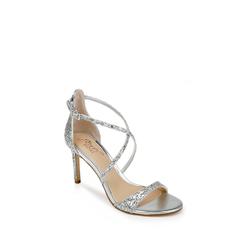 JEWEL BADGLEY MISCHKA Womens Silver Strappy Dimitra Round Toe Stiletto Buckle Dress Heeled Sandal 9 M