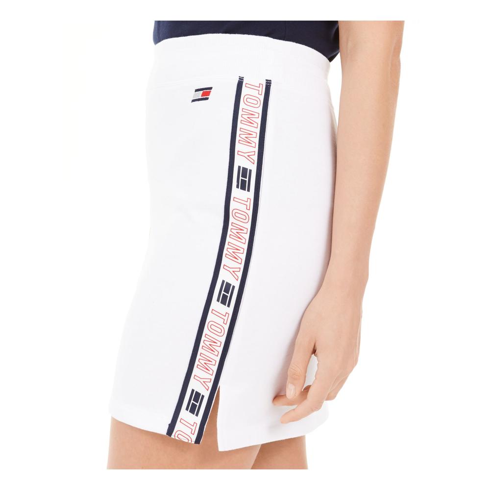 TOMMY HILFIGER SPORT Womens White Slitted Pull-on Style Mini Pencil Skirt L