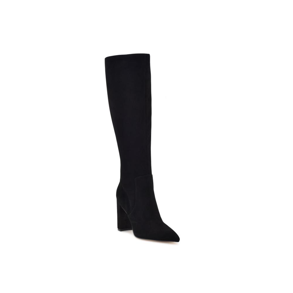 NINE WEST Womens Black Comfort Danee Pointed Toe Block Heel Zip-Up Leather Dress Boots 10.5 M