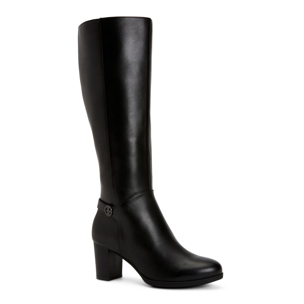 GIANI BERNINI Womens Black Slip Resistant Comfort Adonnys Round Toe Block Heel Zip-Up Leather Dress Boots 7 M