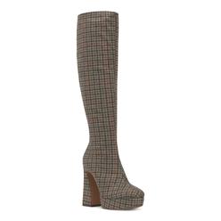 JESSICA SIMPSON Womens Brown Plaid 1" Platform Comfort Daniyah Round Toe Sculpted Heel Zip-Up Dress Boots 7 M
