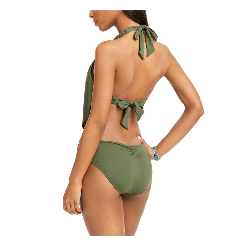 BAR III Women's Green Stretch Cutout Lined Tie Moderate Coverage Adjustable Bikini Monokini Swimsuit S