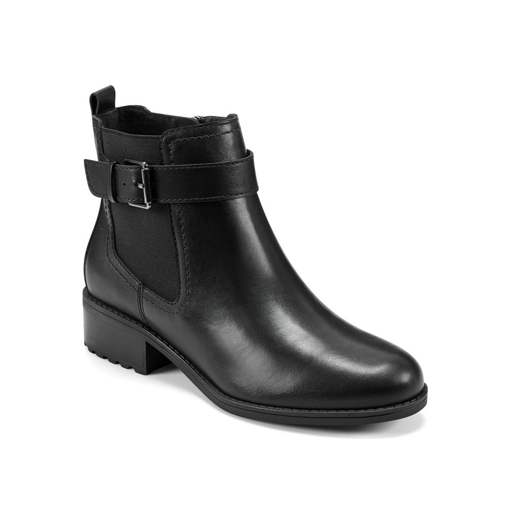 EASY SPIRIT Womens Black Buckle Accent Rae Round Toe Zip-Up Booties 7 W