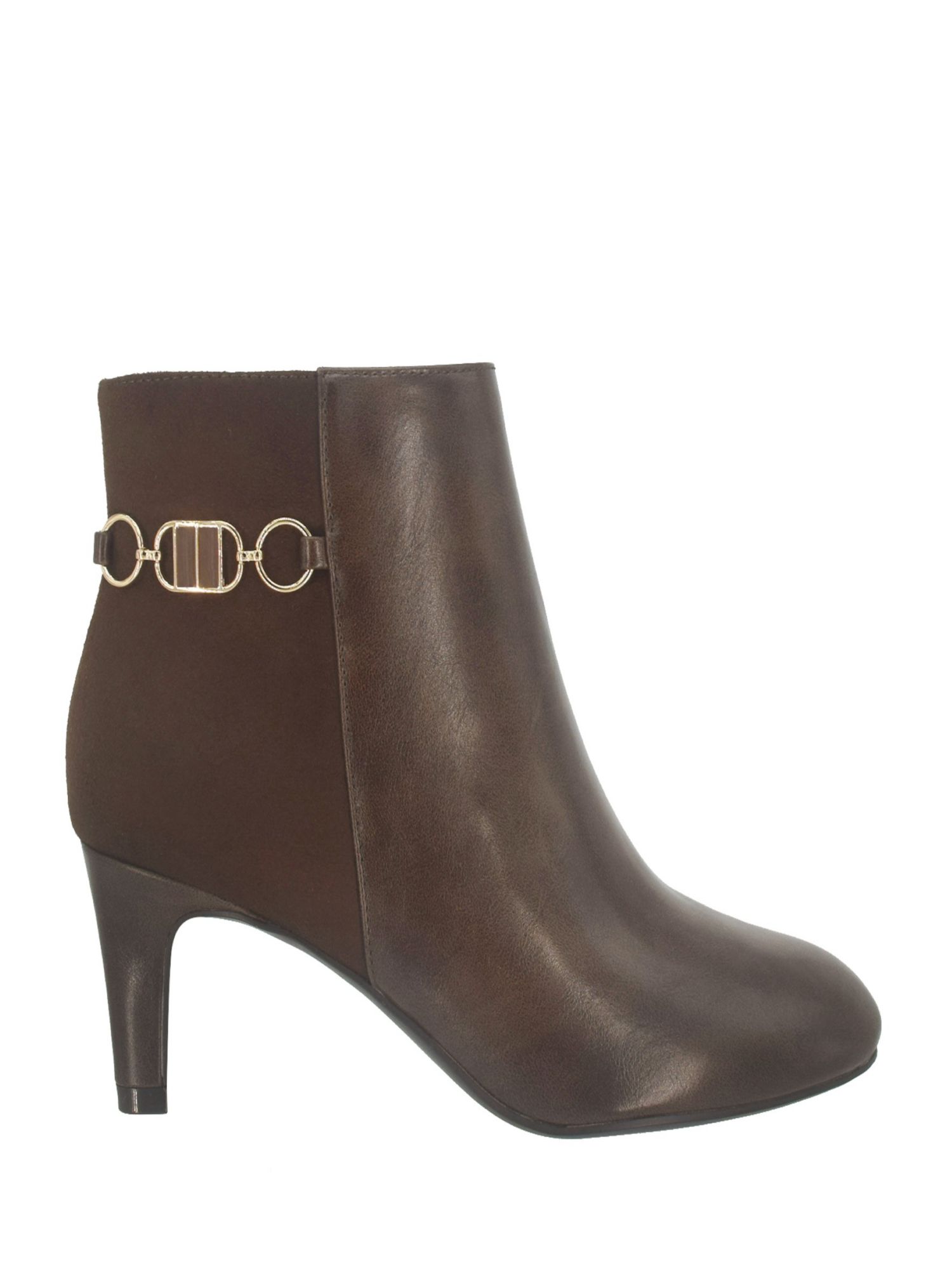 IMPO Womens Brown Chain Neena Round Toe Kitten Heel Zip-Up Heeled Boots 10 W