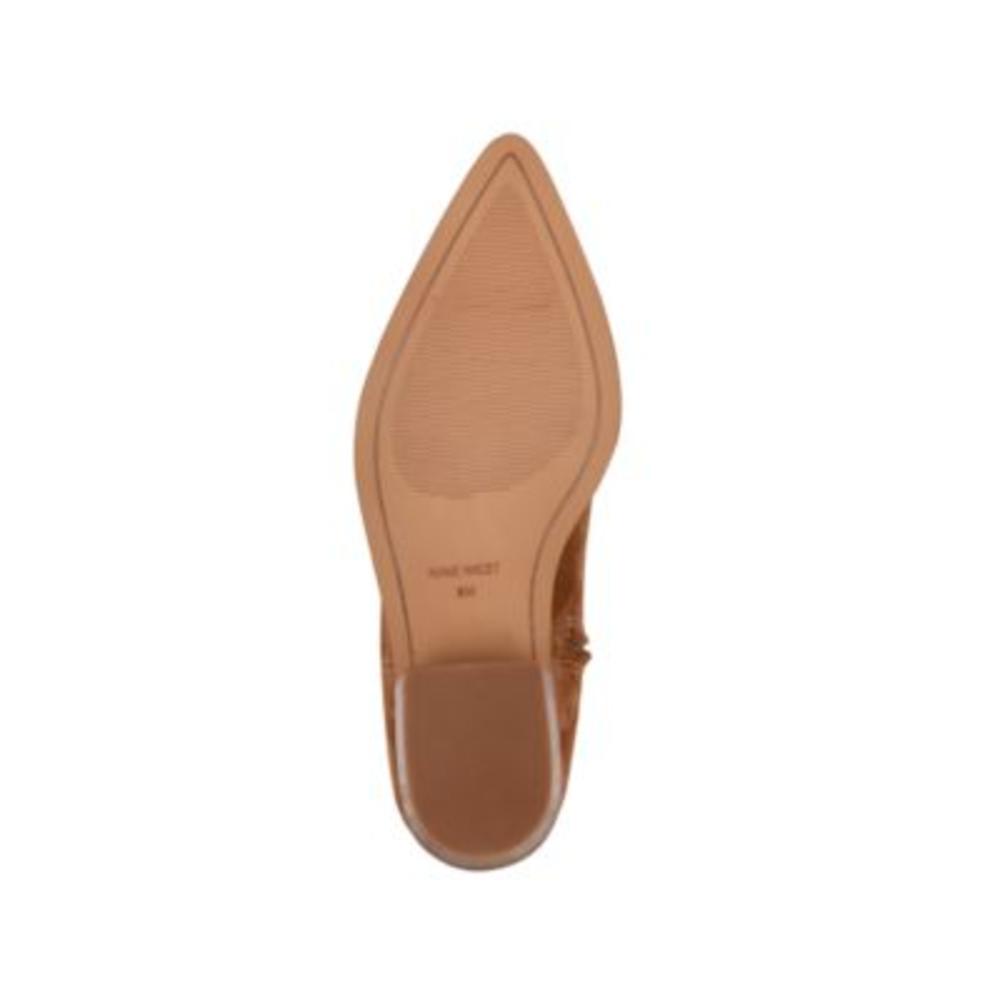 NINE WEST Womens Brown Orece Pointed Toe Block Heel Zip-Up Leather Western Boot 5.5 M