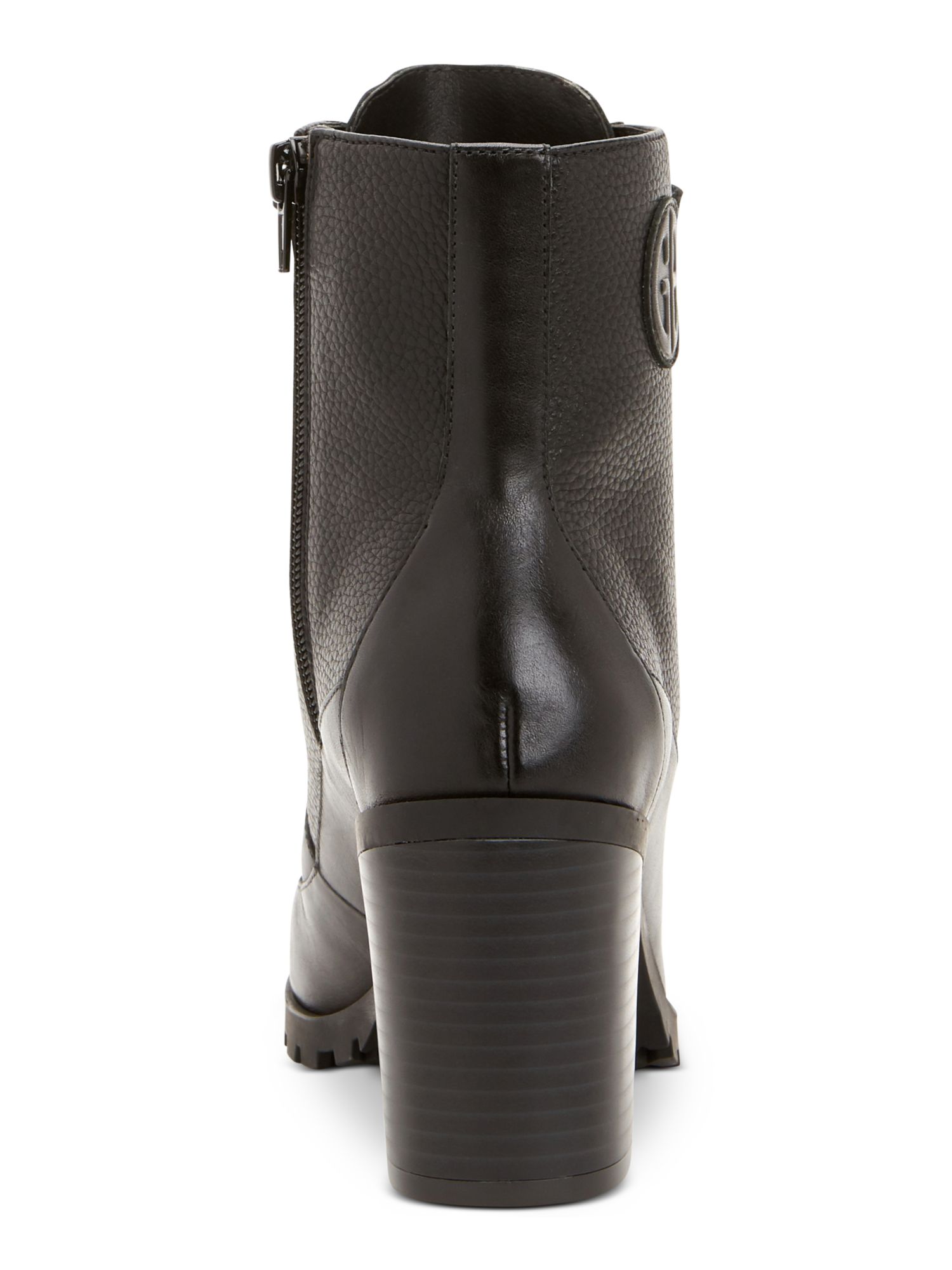 GIANI BERNINI Womens Black Keeryn Almond Toe Block Heel Lace-Up Leather Booties 7 M