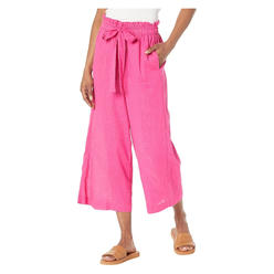 Michael Kors MICHAEL MICHAEL KORS Womens Pink Tie Pocketed Paperbag Waist Cropped Wide Leg High Waist Pants M