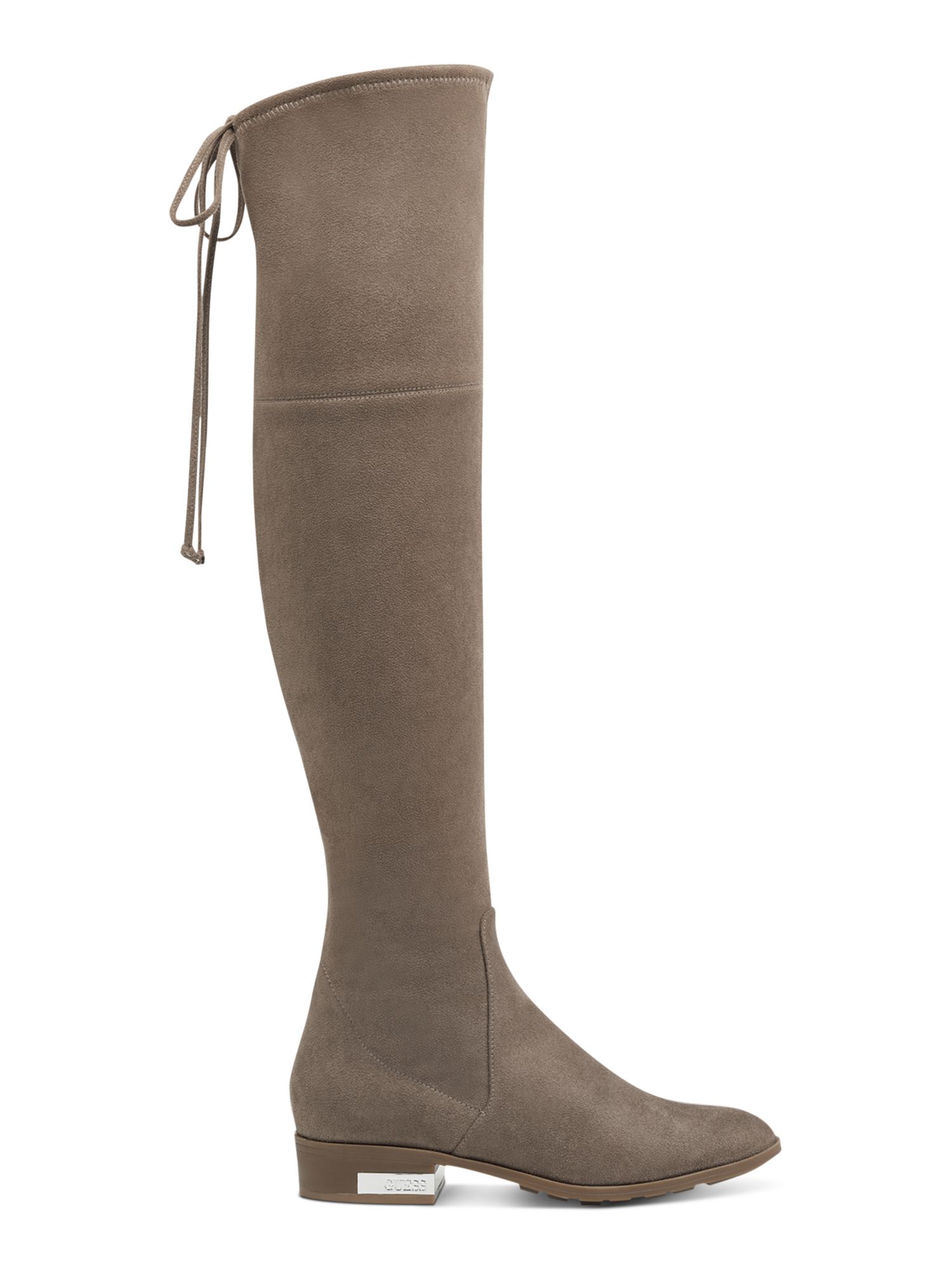 GUESS Womens Brown Zipper Metal Heel Accent Lace Padded Zafira Almond Toe Block Heel Boots 6 M