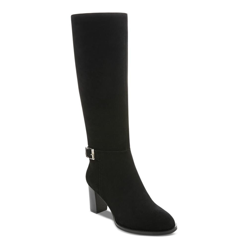 GIANI BERNINI Womens Black Goring Button Accent Lennoxx Round Toe Block Heel Zip-Up Leather Dress Boots 6.5 M