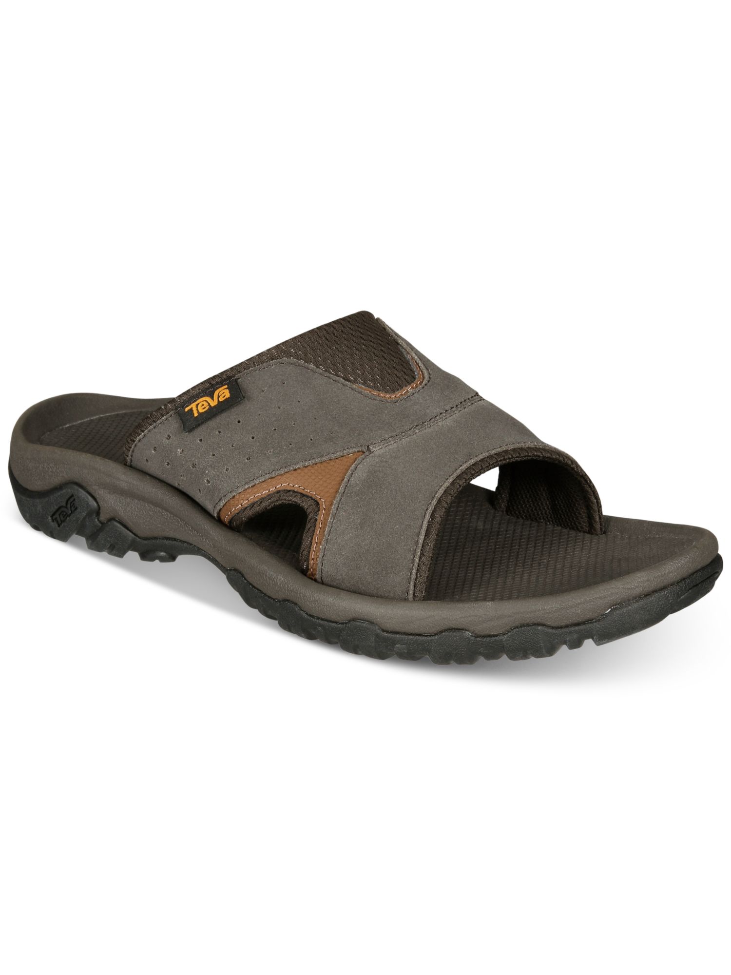 TEVA Mens Gray Color Block Mixed Media Traction Padded Water Resistant Katavi 2 Open Toe Slip On Slide Sandals Shoes 9