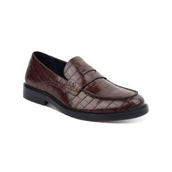 International Concepts INC Mens Brown Crocodile Penny Comfort Griffin Round Toe Block Heel Slip On Loafers 8.5 M