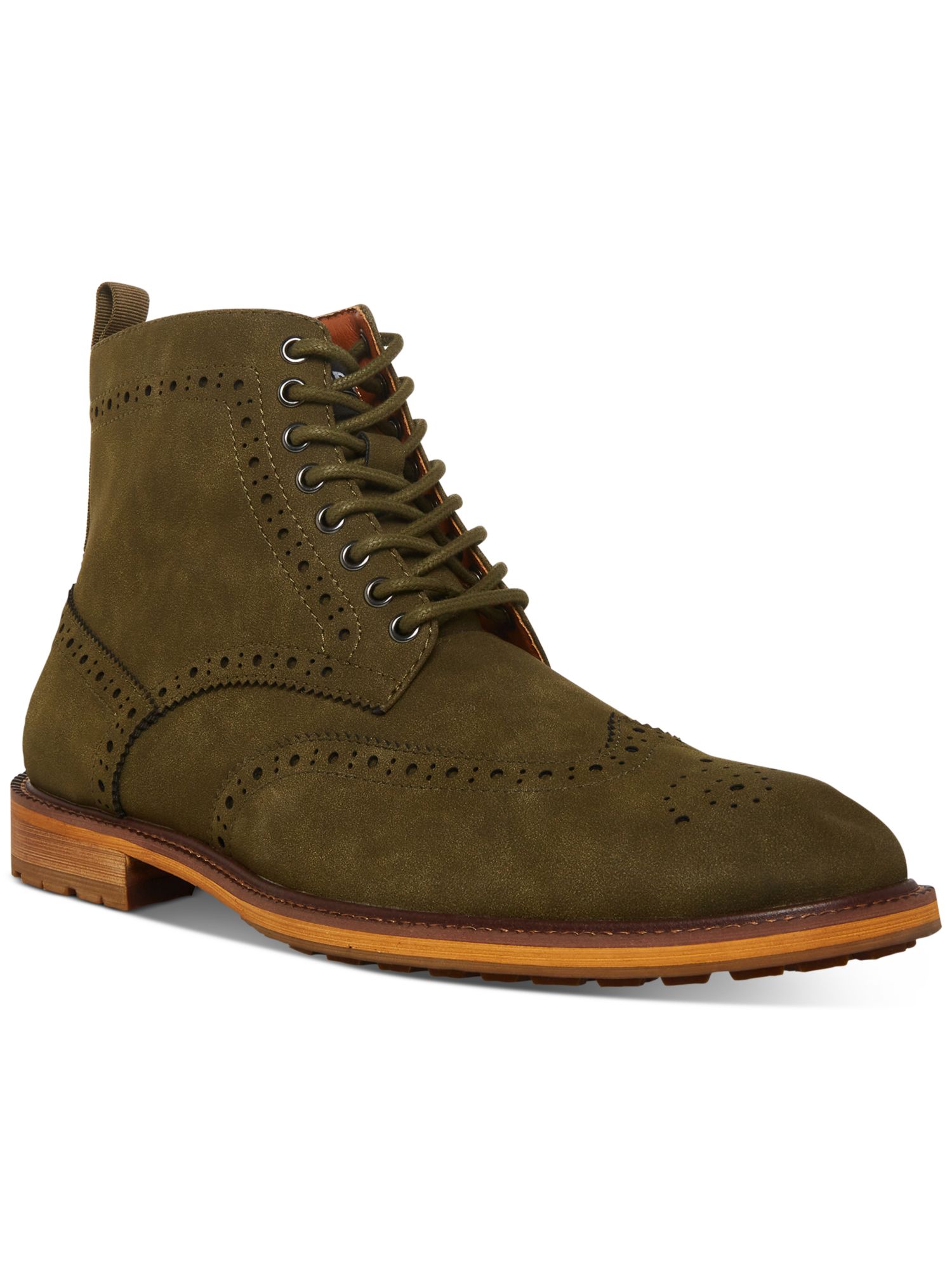 Steve Madden MADDEN Mens Olive Green Brogue Front Heel 