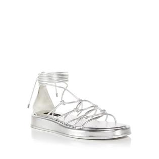 Aqua AQUA Womens Silver Ankle Wrap Strappy Padded Stars Open Toe